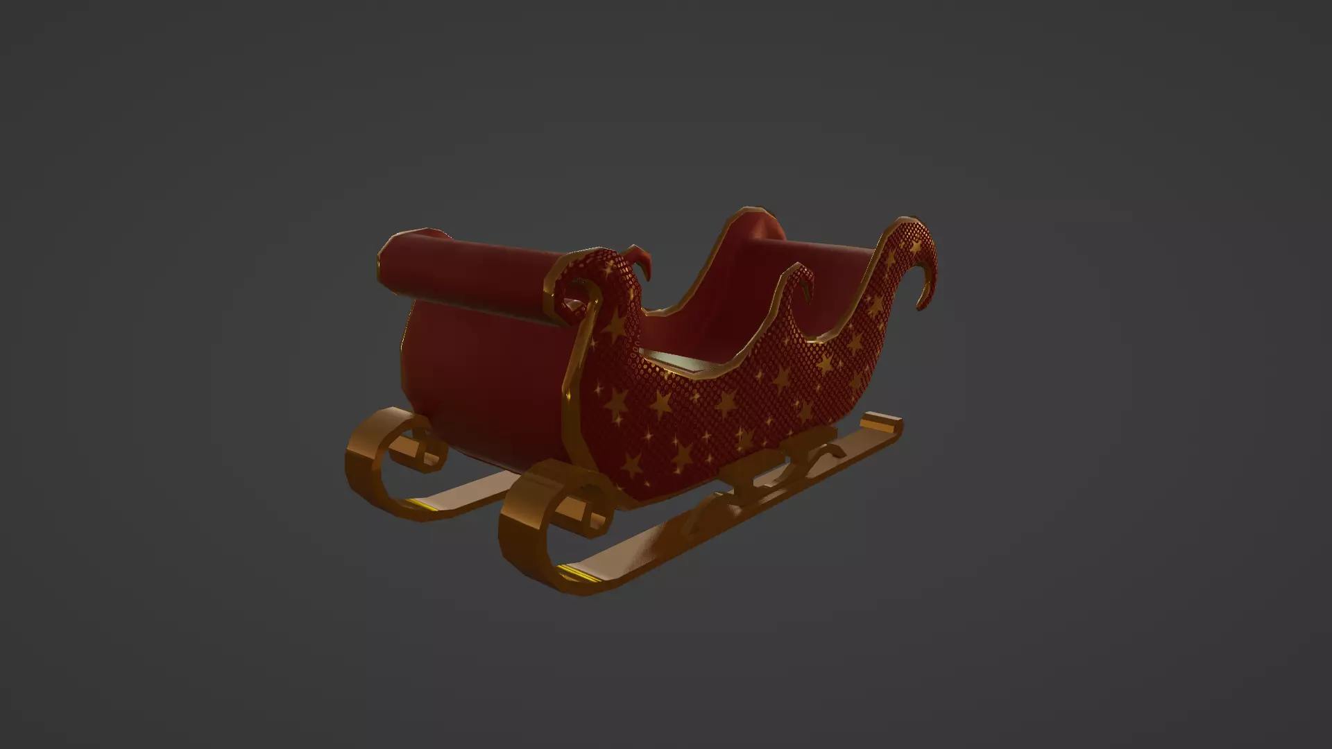 READY TO USE CHRISTMAS SLEIGH Low-poly 3D model_0