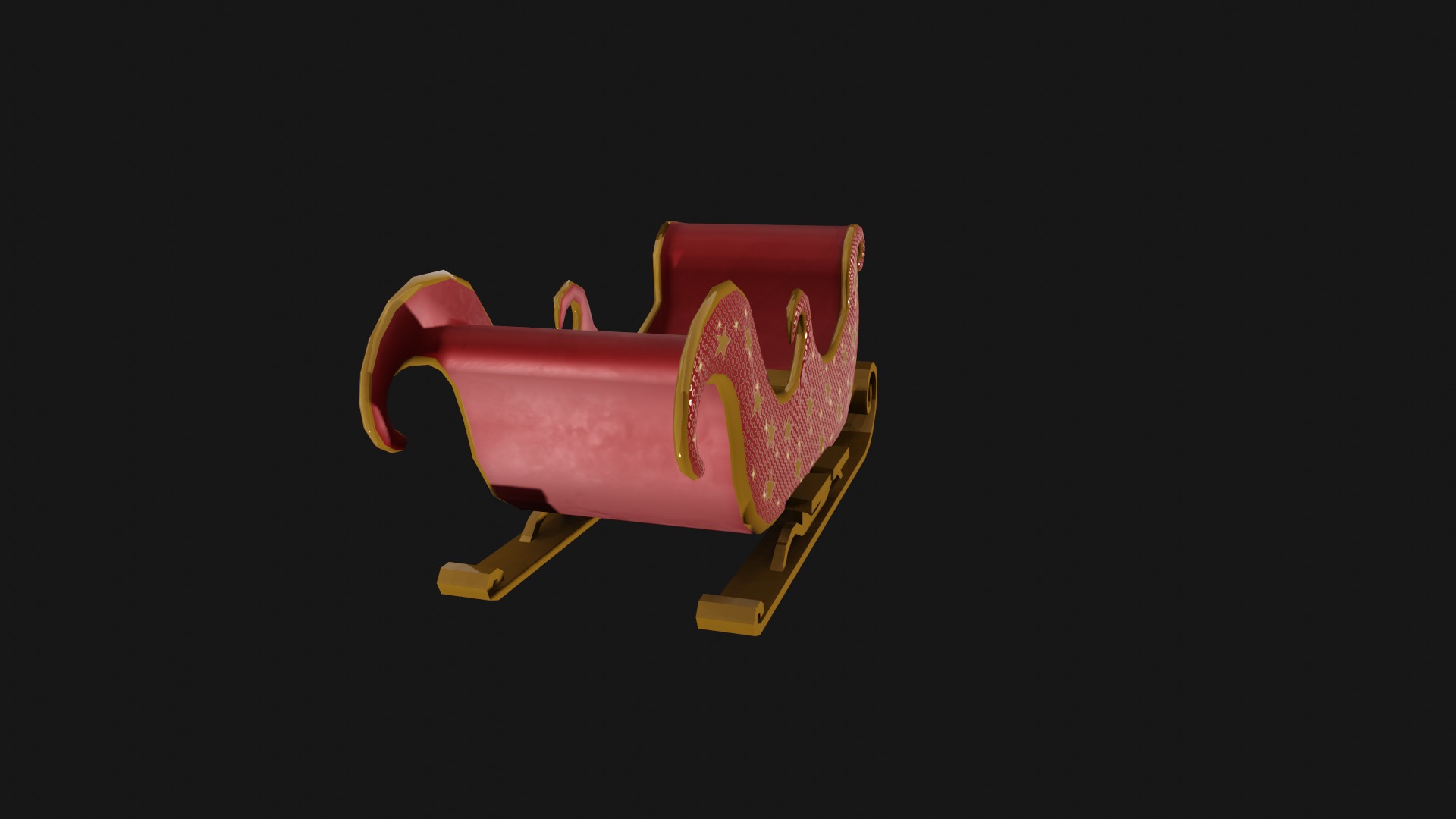 READY TO USE CHRISTMAS SLEIGH Low-poly 3D model_6