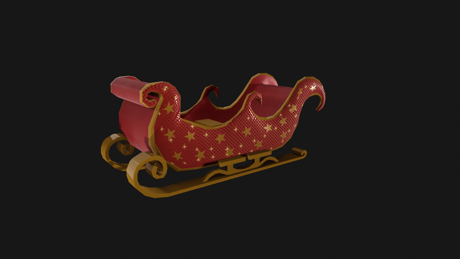READY TO USE CHRISTMAS SLEIGH Low-poly 3D model_20