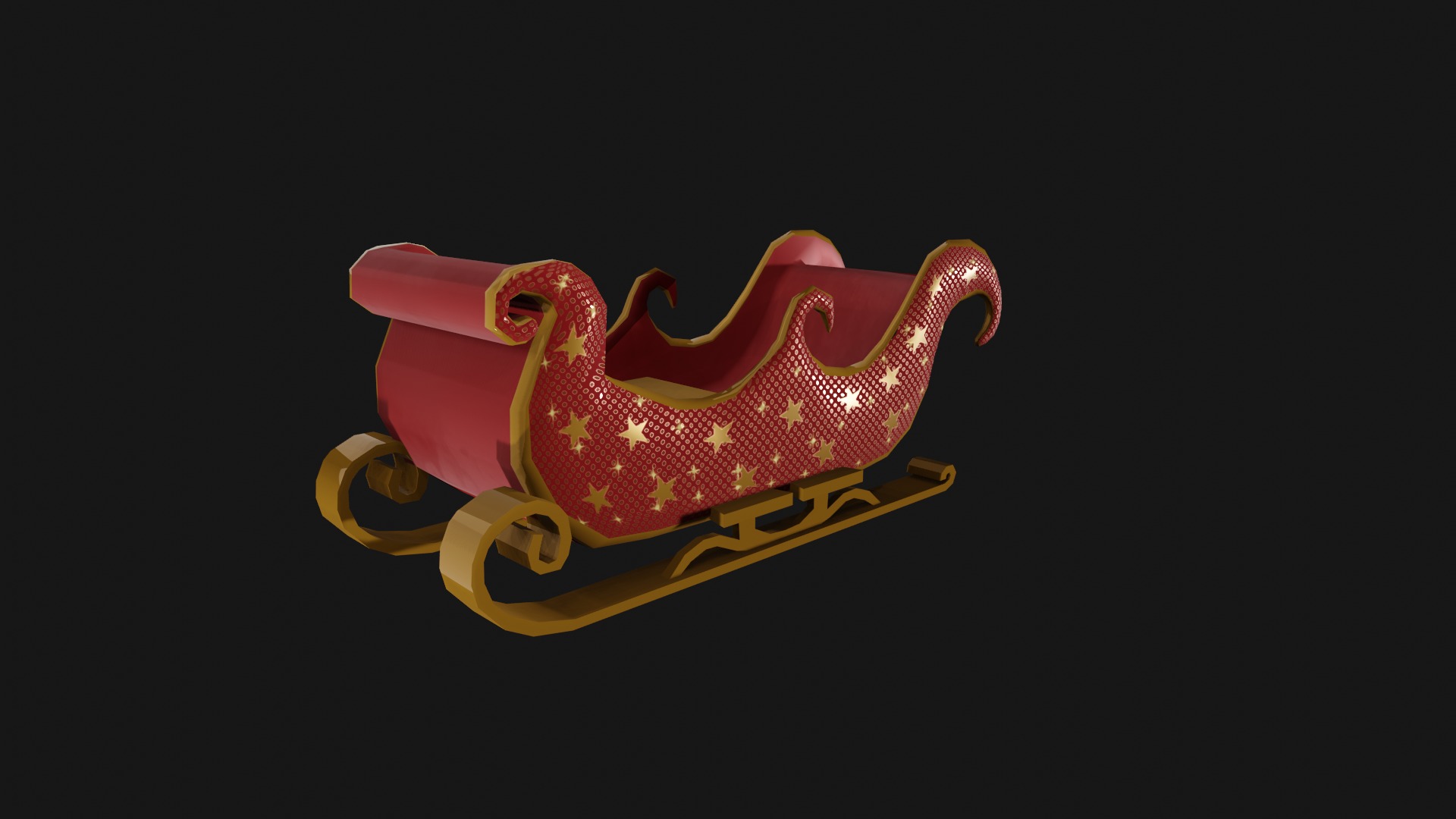 READY TO USE CHRISTMAS SLEIGH Low-poly 3D model_2