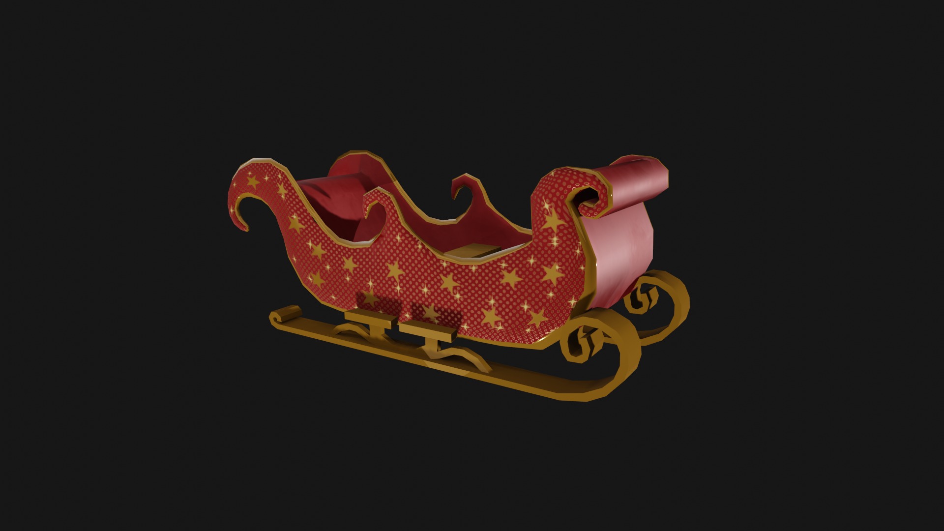 READY TO USE CHRISTMAS SLEIGH Low-poly 3D model_13