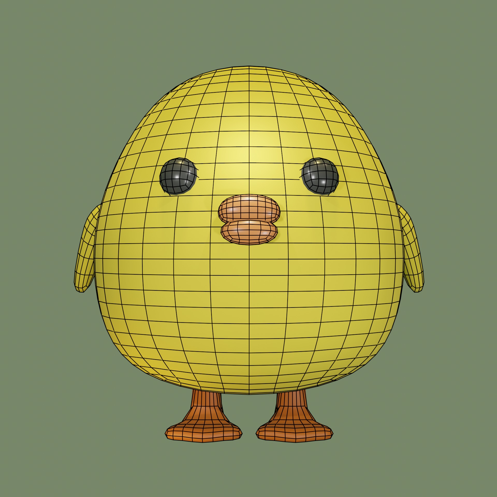 Rigged Duck Cartoon Character Low-poly 3D model_4