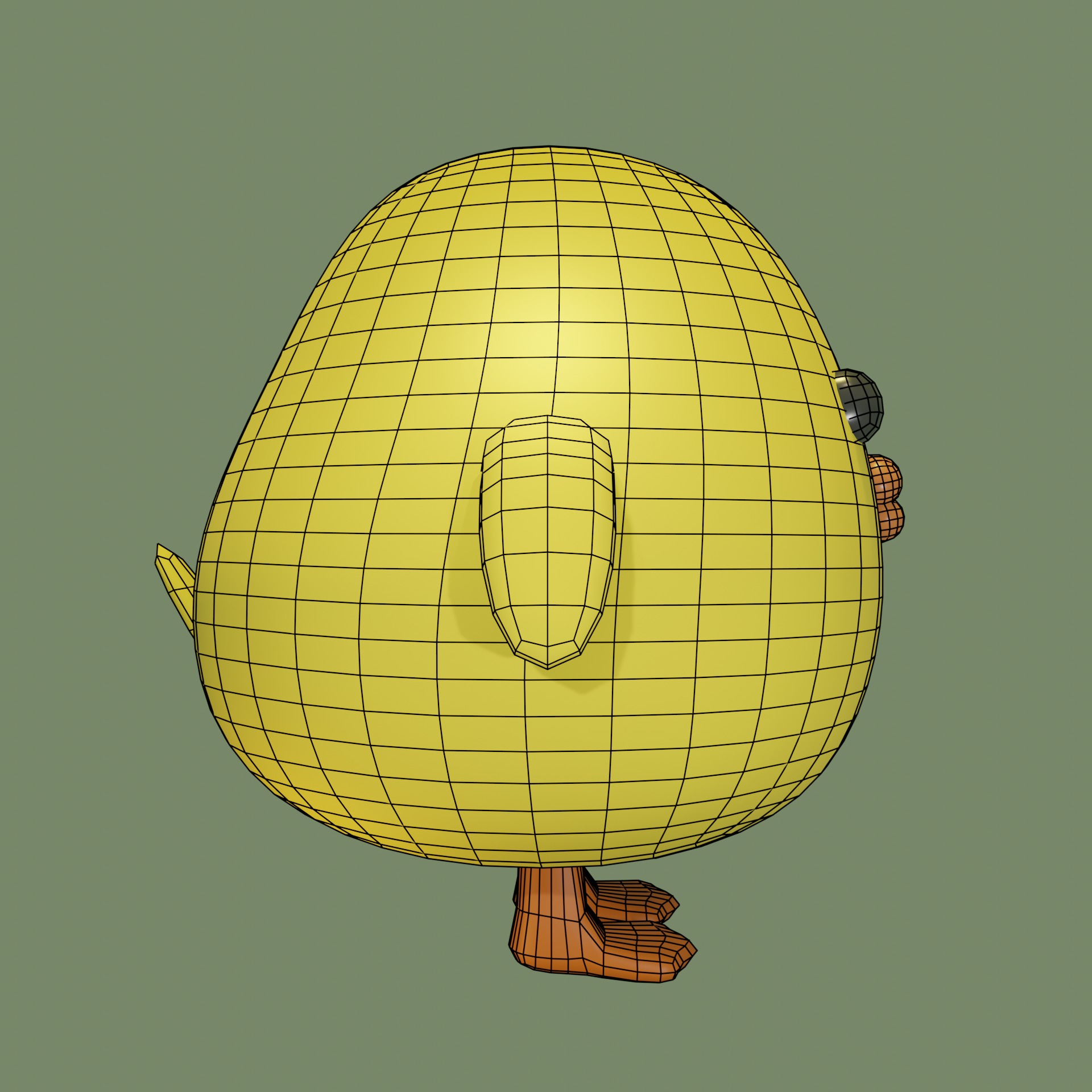 Rigged Duck Cartoon Character Low-poly 3D model_5