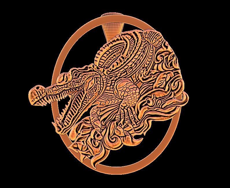 Crocodile Pendant 2 3D print model_15