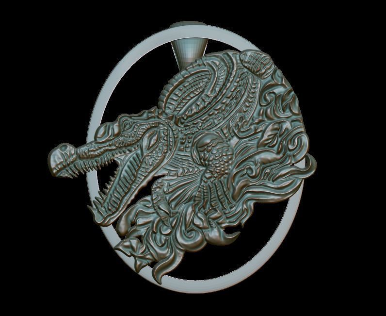 Crocodile Pendant 2 3D print model_12