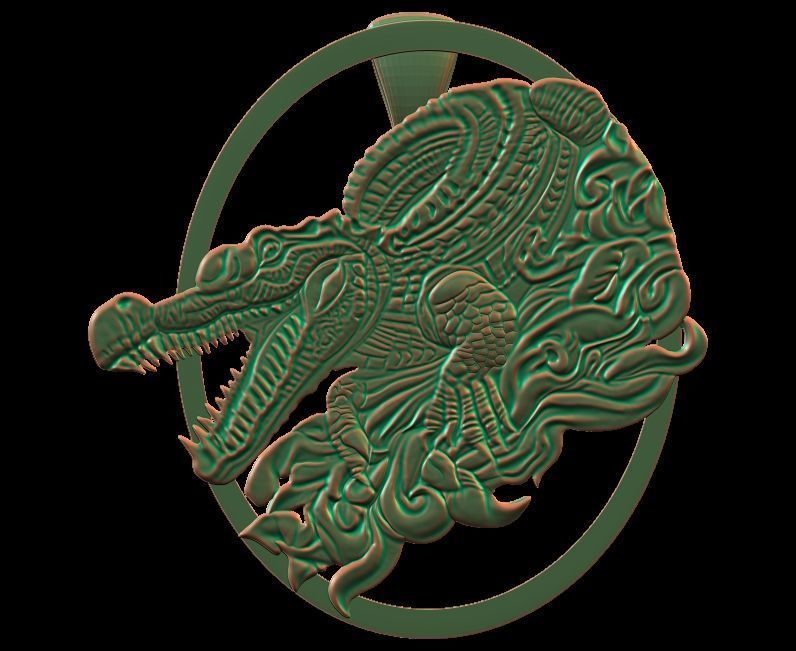 Crocodile Pendant 2 3D print model_8