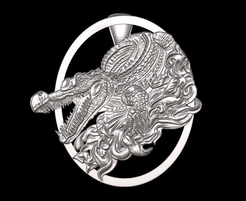 Crocodile Pendant 2 3D print model_17