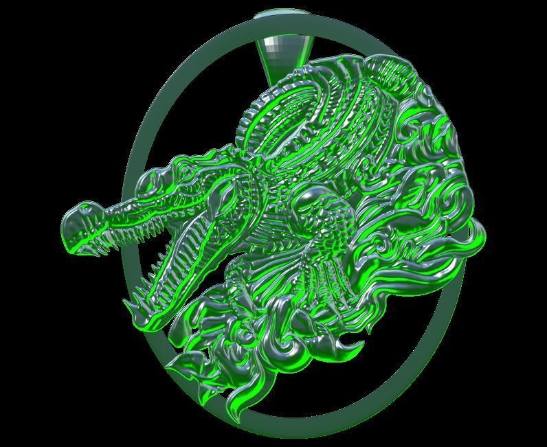 Crocodile Pendant 2 3D print model_4