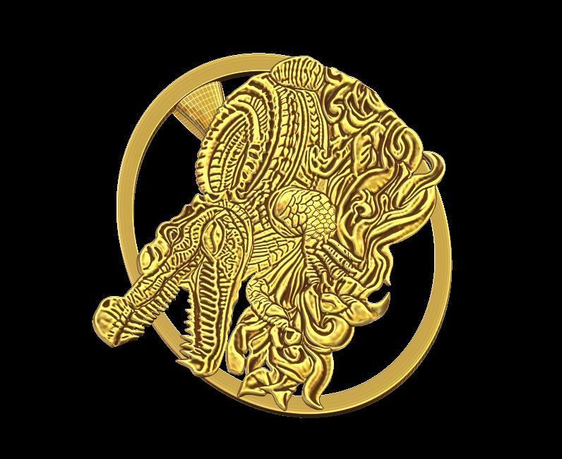 Crocodile Pendant 2 3D print model_7