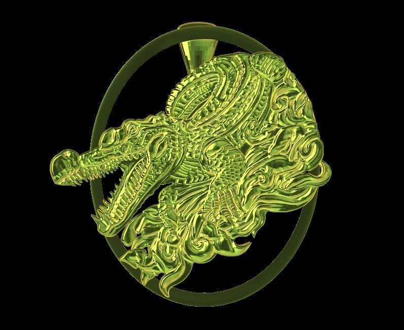 Crocodile Pendant 2 3D print model_6