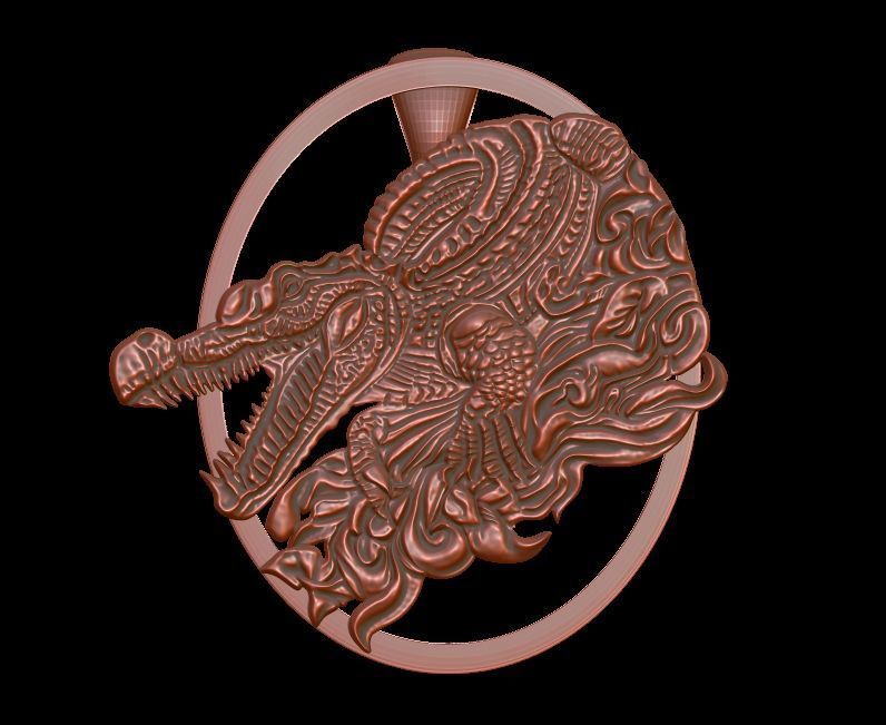 Crocodile Pendant 2 3D print model_11