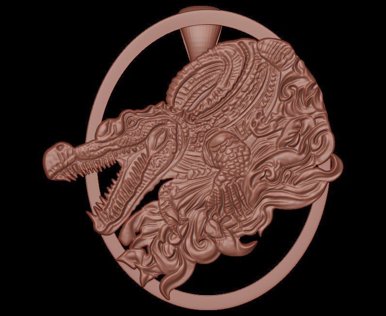 Crocodile Pendant 2 3D print model_3