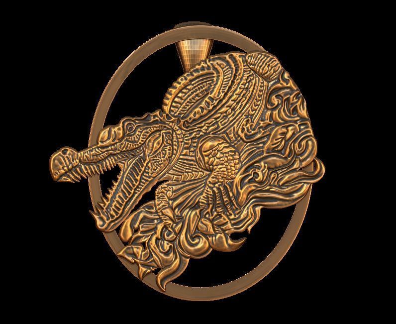 Crocodile Pendant 2 3D print model_1