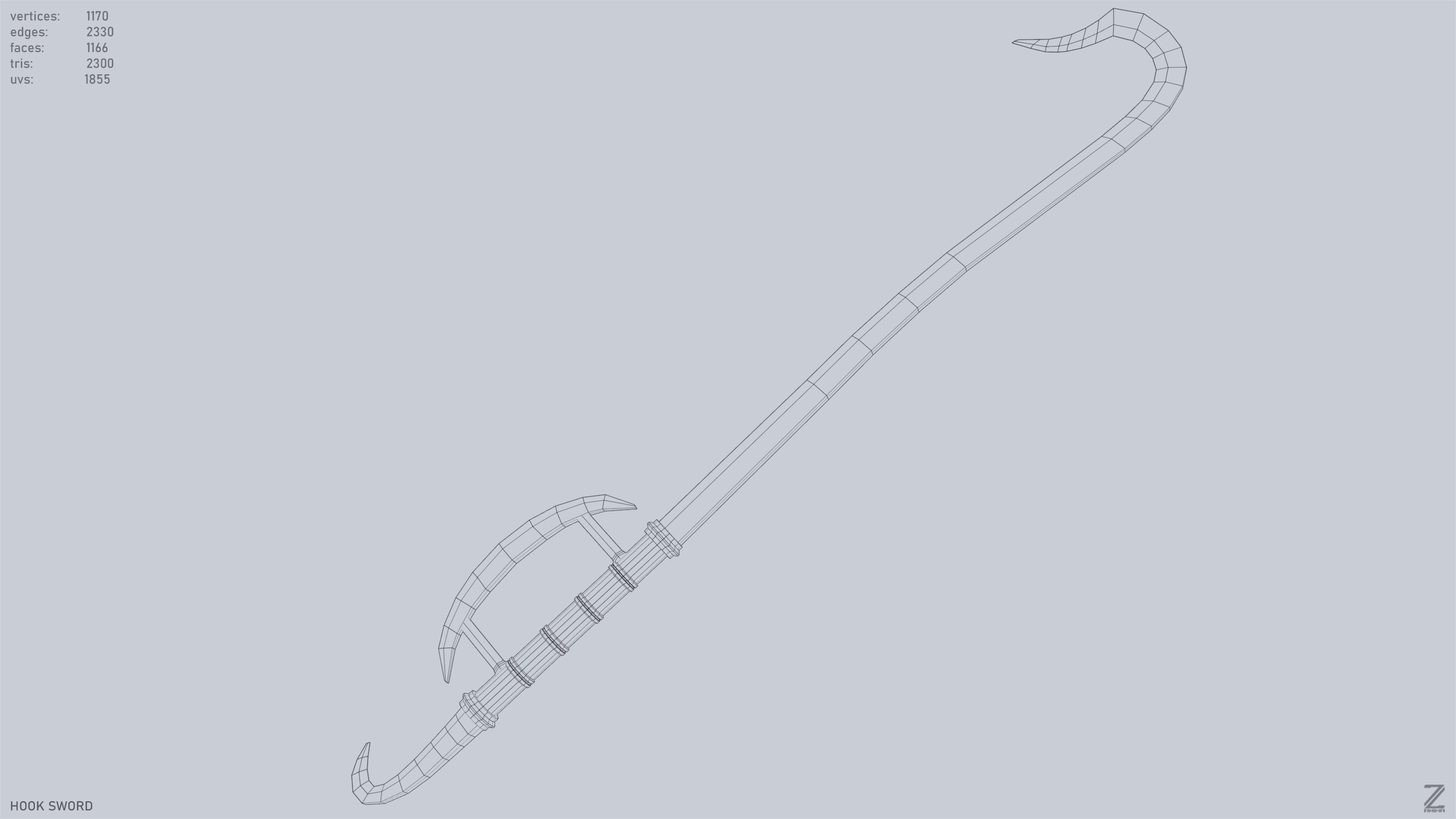 Hook sword Low-poly 3D model_15