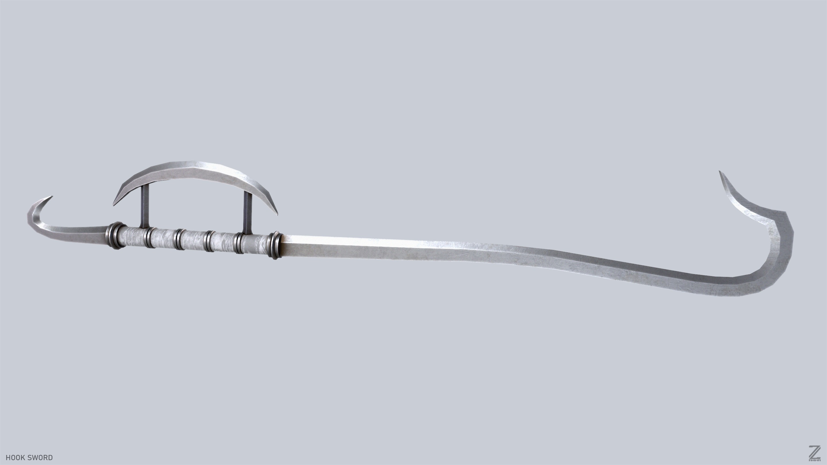 Hook sword Low-poly 3D model_4