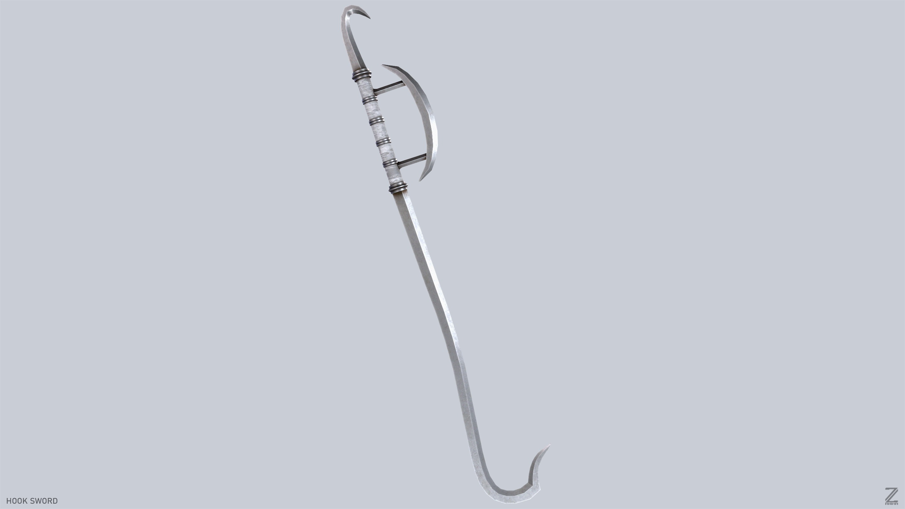Hook sword Low-poly 3D model_5