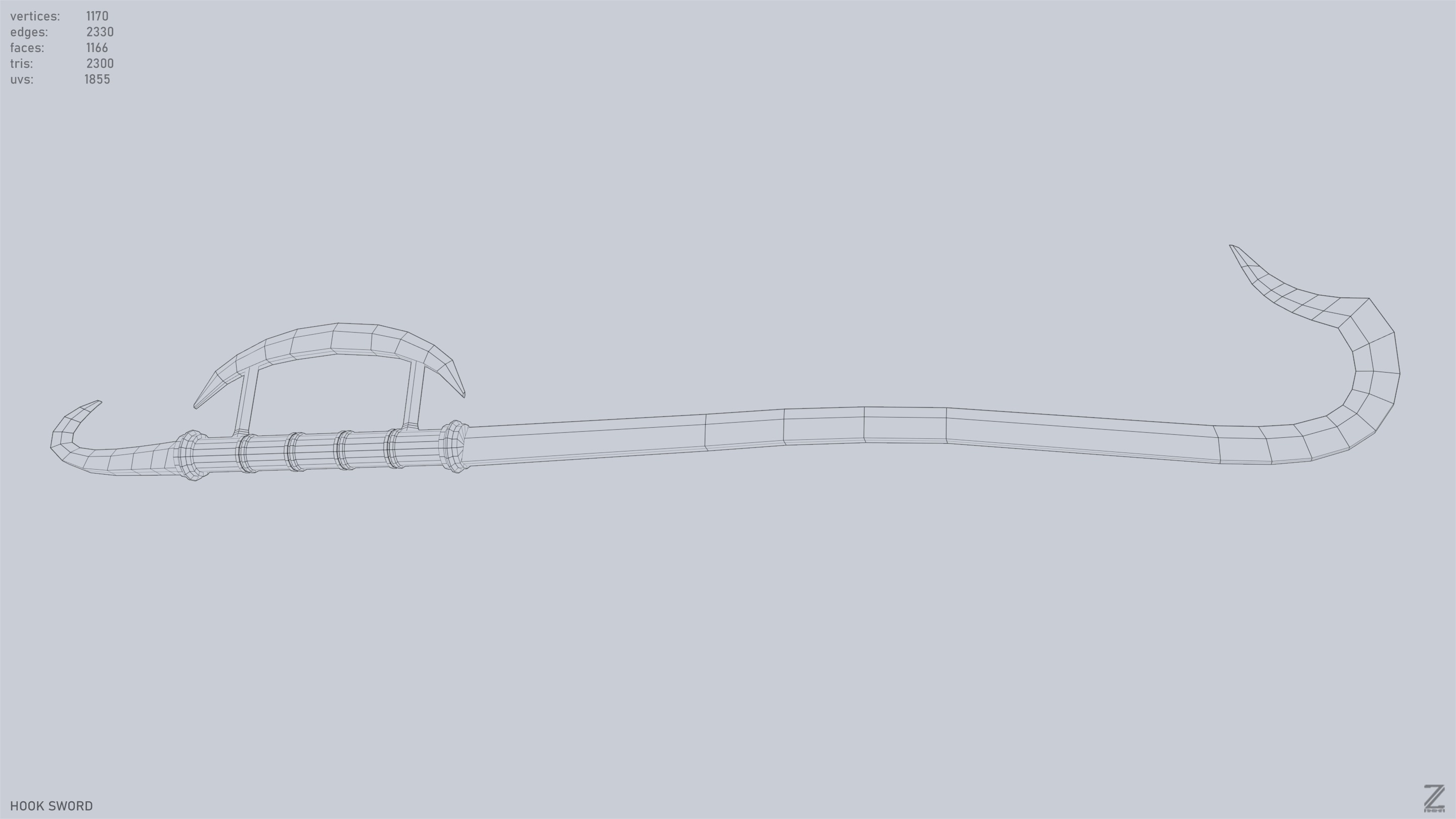 Hook sword Low-poly 3D model_13