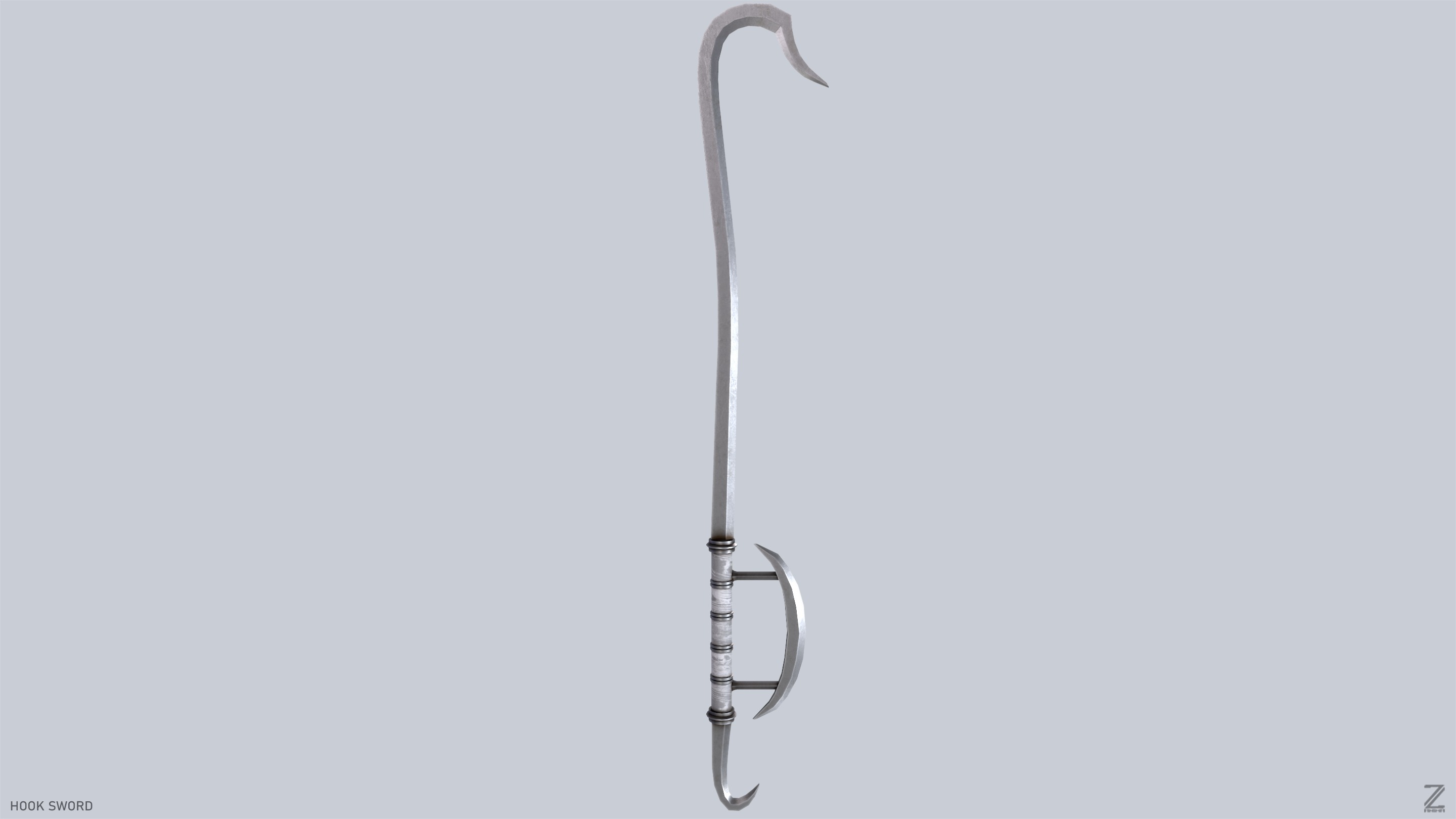 Hook sword Low-poly 3D model_2