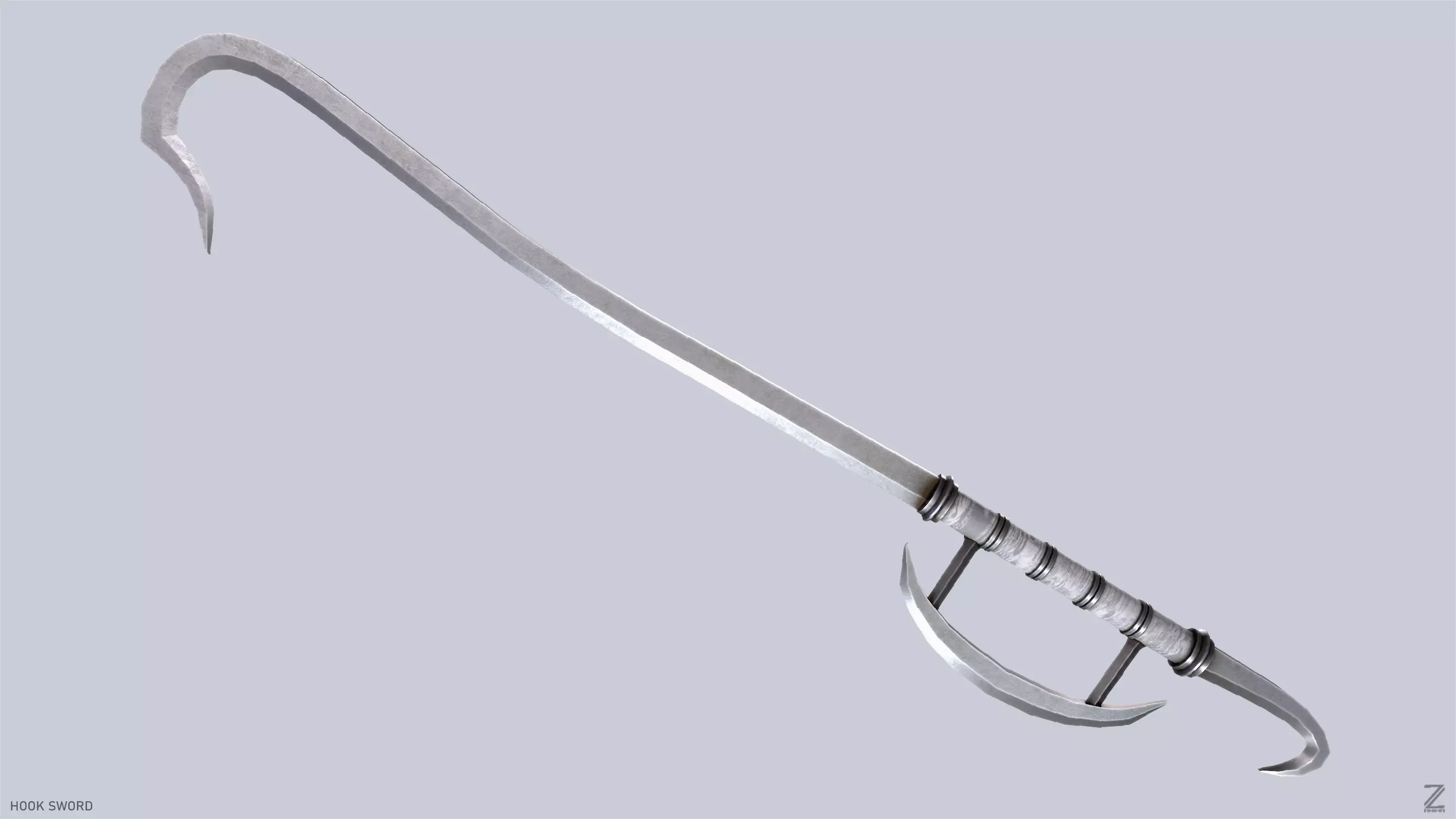 Hook sword Low-poly 3D model_0