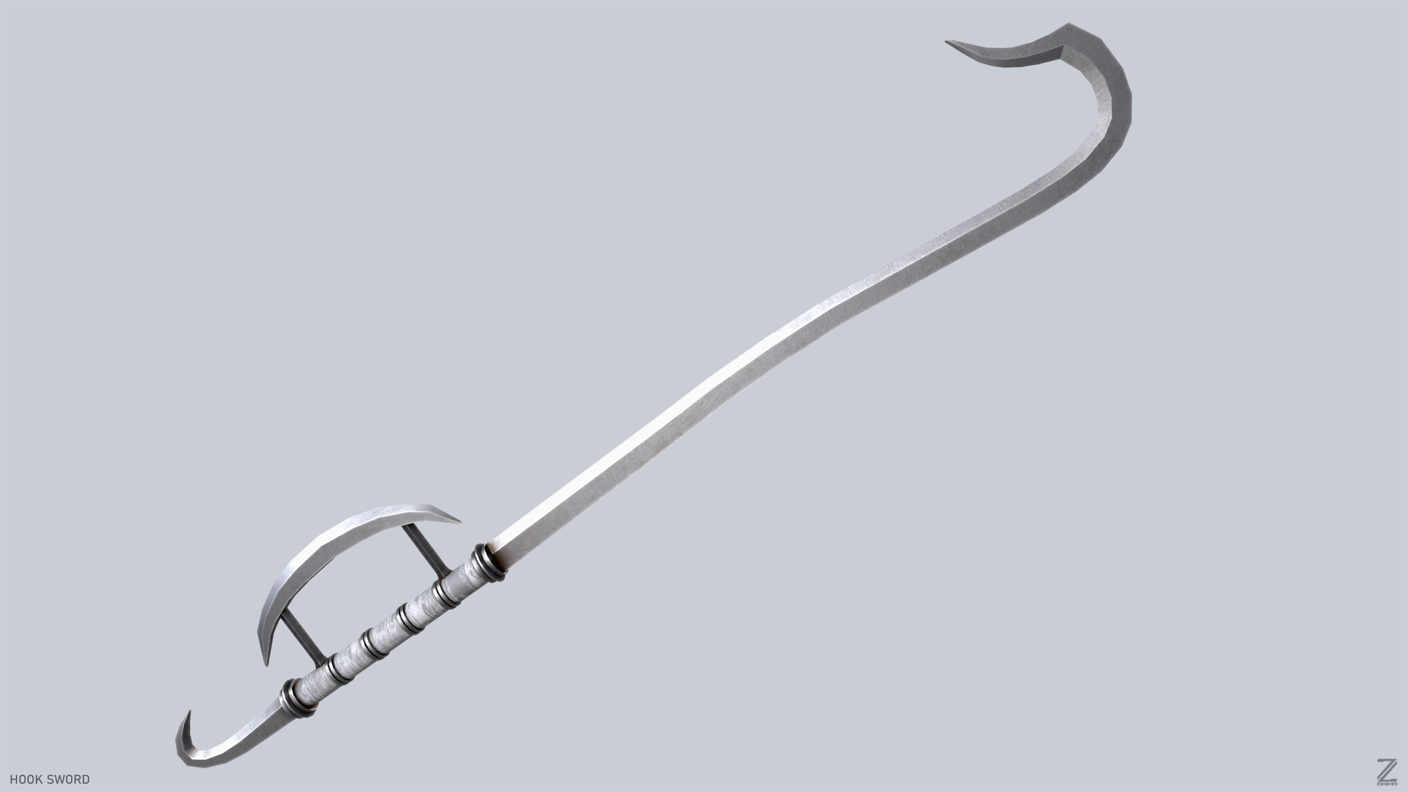 Hook sword Low-poly 3D model_8