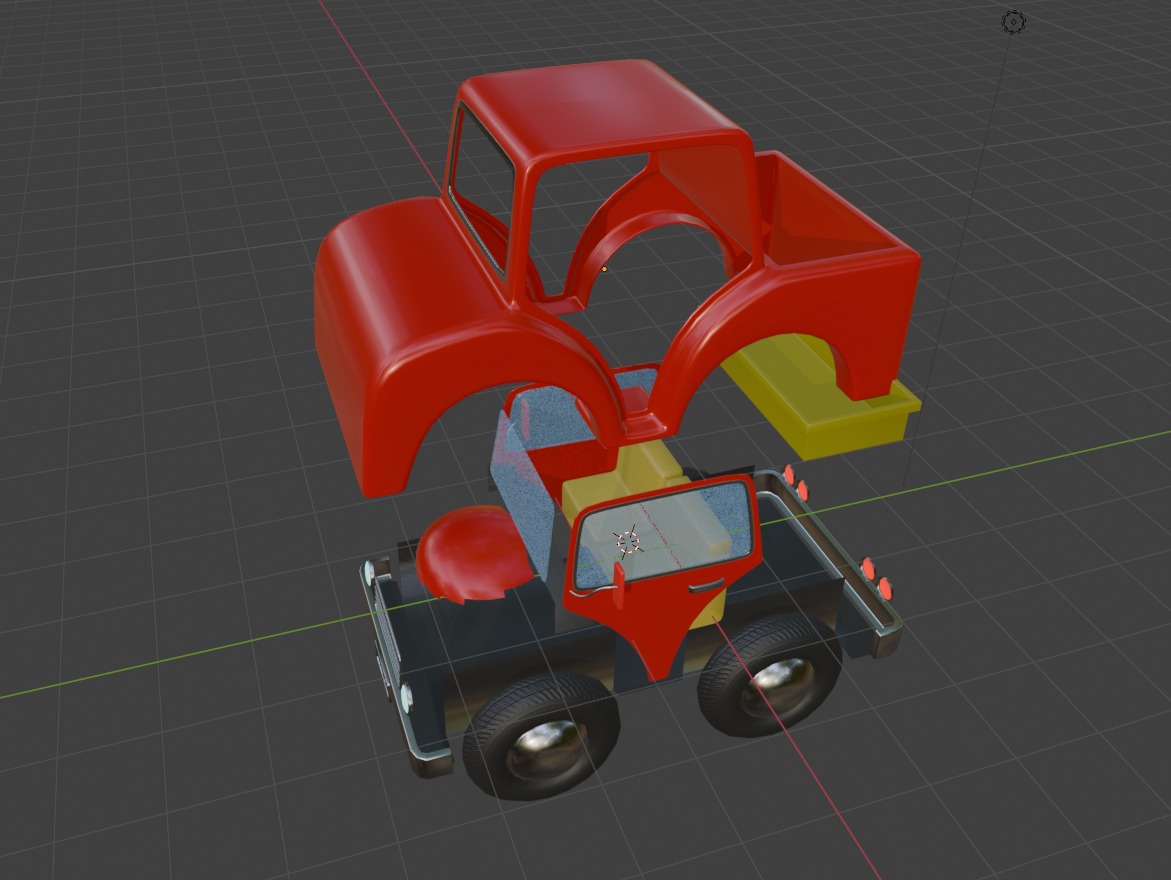 Cartoon Truck PBR and Rigged 3D model_9