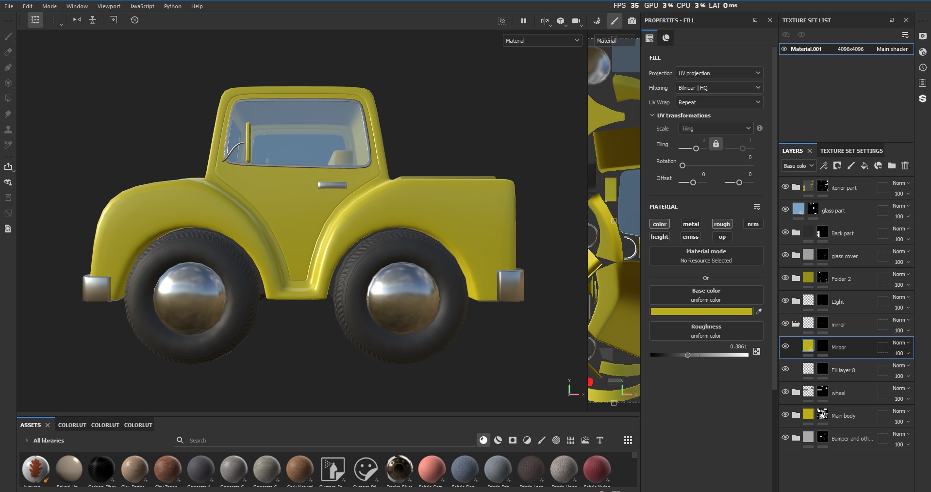 Cartoon Truck PBR and Rigged 3D model_16
