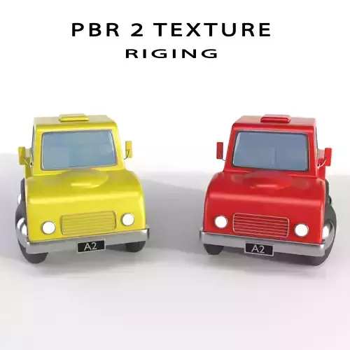 Cartoon Truck PBR and Rigged 3D model