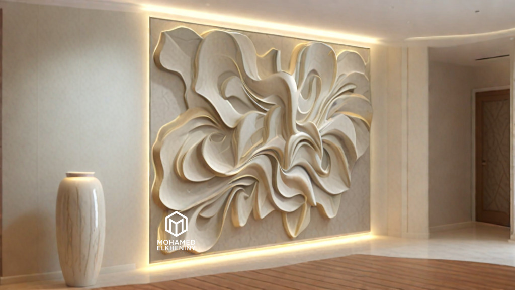 modern panel wall decor set wall relief mural CNC 80 3D model_2