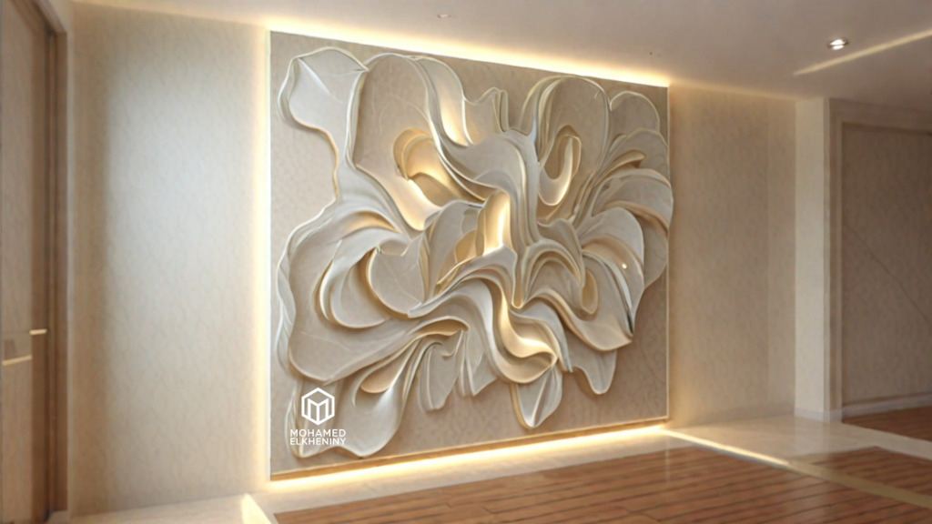 modern panel wall decor set wall relief mural CNC 80 3D model_7