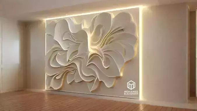 modern panel wall decor set wall relief mural CNC 80 3D model