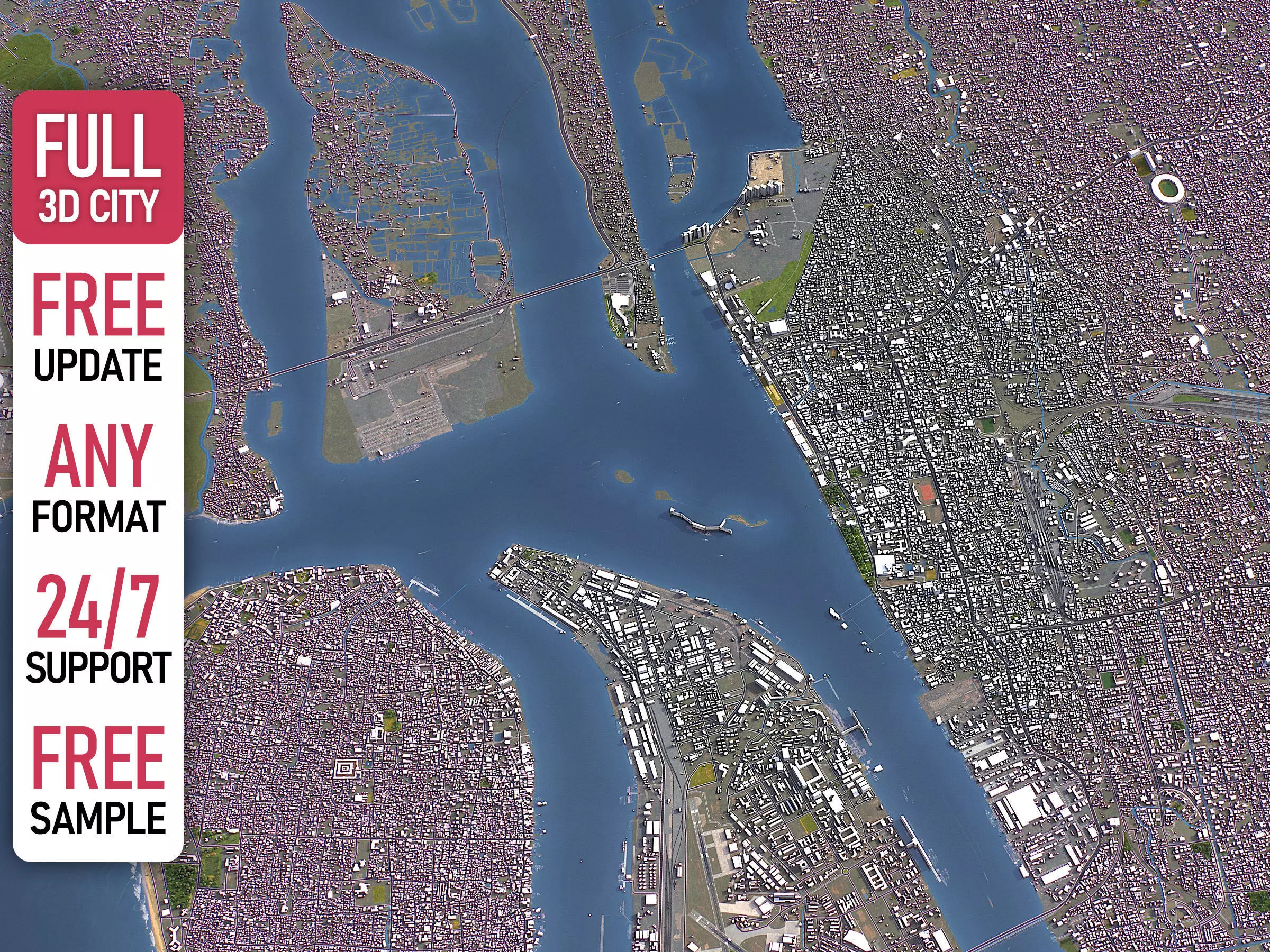 Kochi - 3D City Model Low-poly 3D model_0