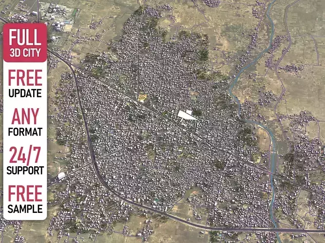 Aurangabad - 3D City Model Low-poly 3D model