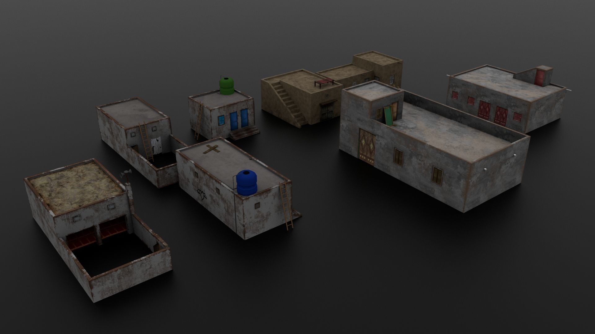 Village Houses Collection Low-poly 3D model_1