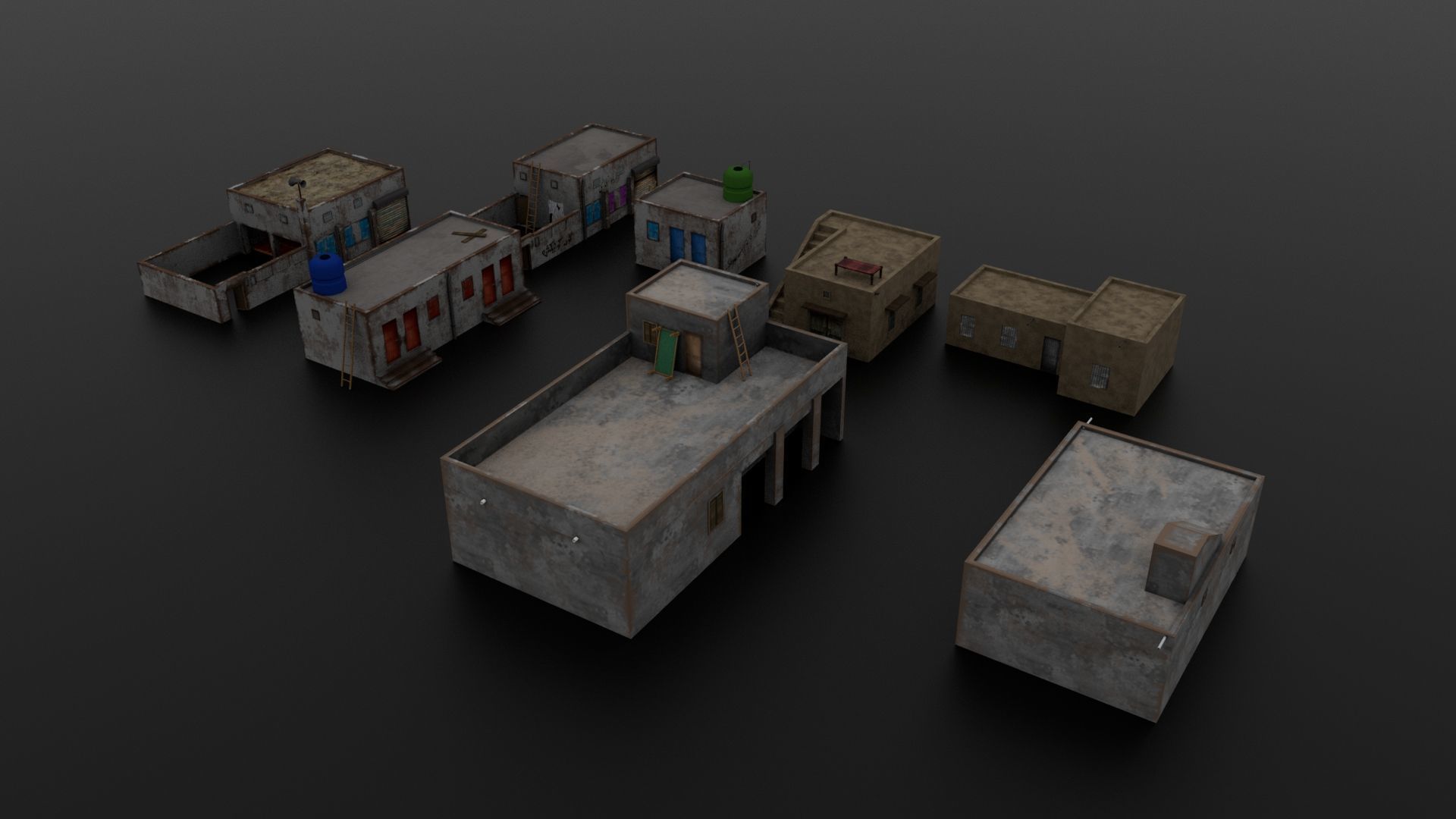 Village Houses Collection Low-poly 3D model_2