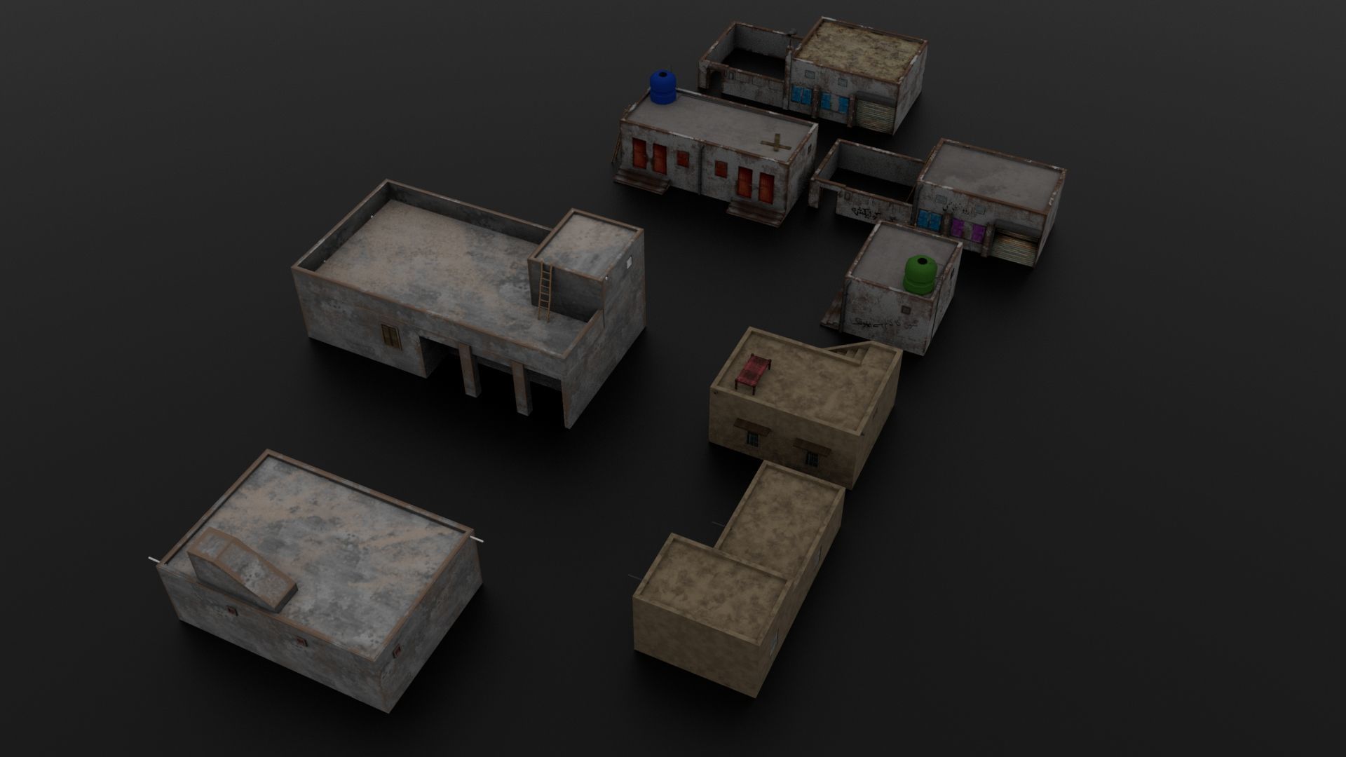 Village Houses Collection Low-poly 3D model_4