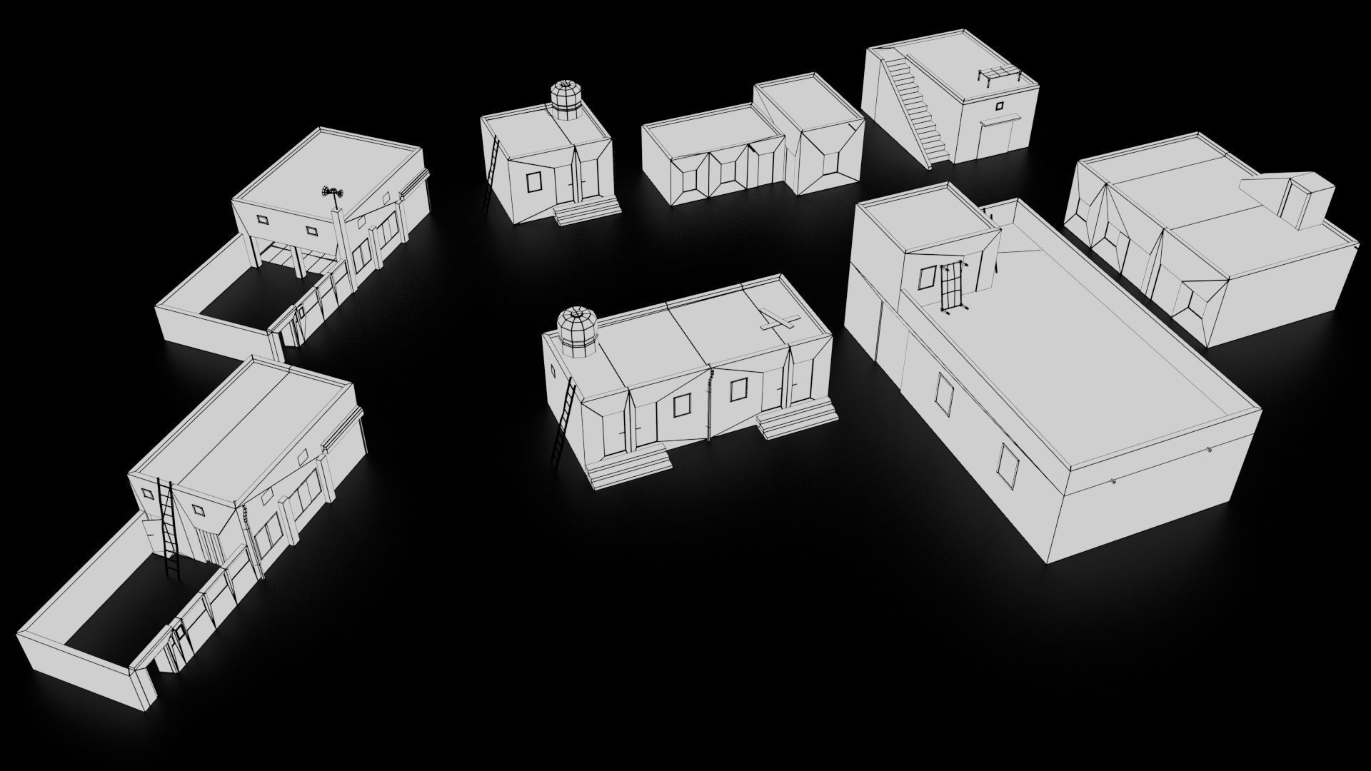 Village Houses Collection Low-poly 3D model_5
