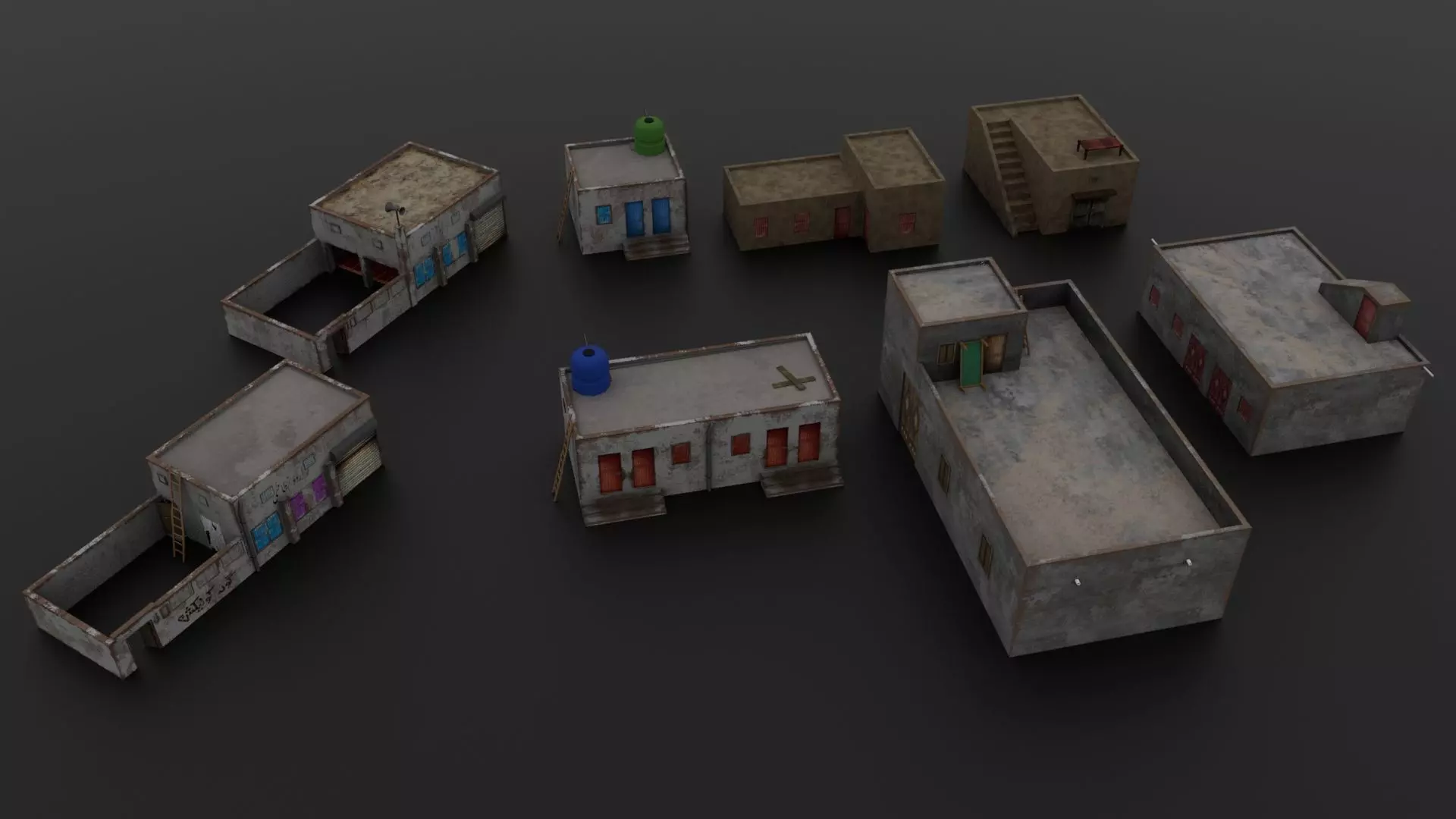 Village Houses Collection Low-poly 3D model_0