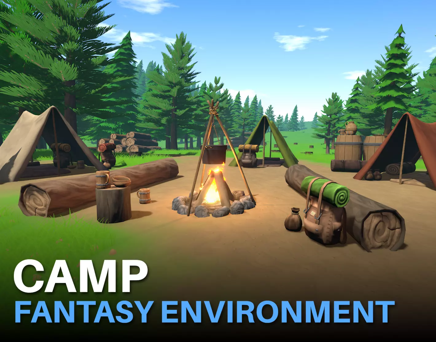 Camp - Stylized Fantasy Environment Low-poly 3D model_0