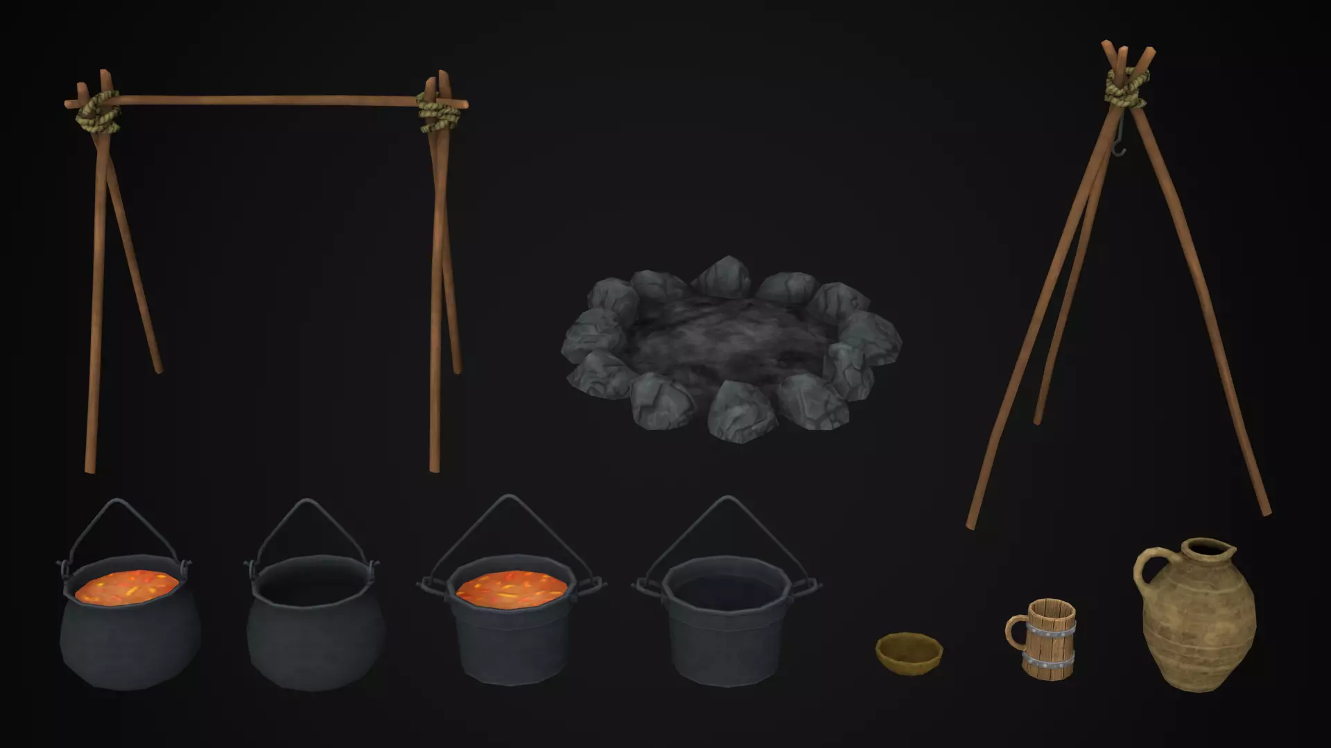 Camp - Stylized Fantasy Environment Low-poly 3D model_5