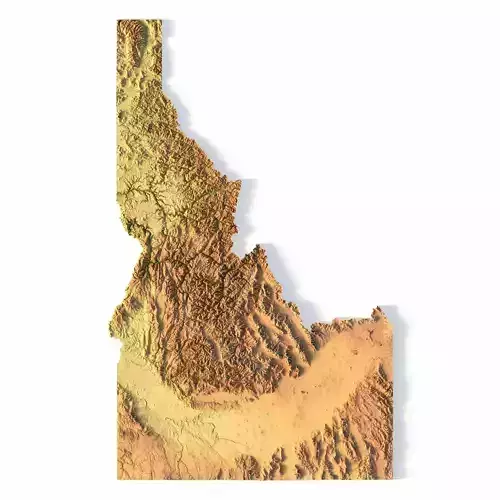 Idaho Topographic Map STL Model