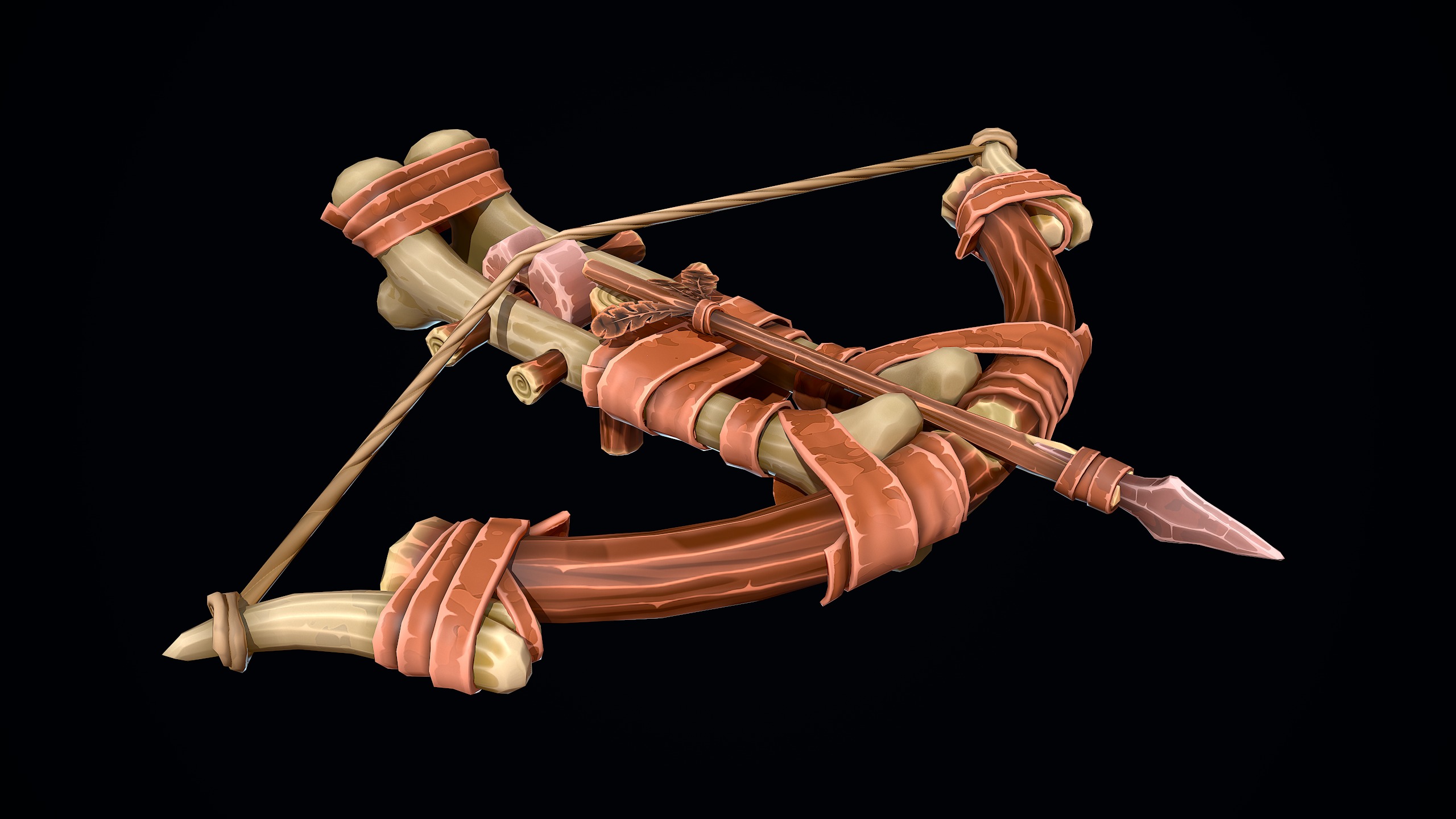 Stylized Primitive Crossbow Low-poly 3D model_4