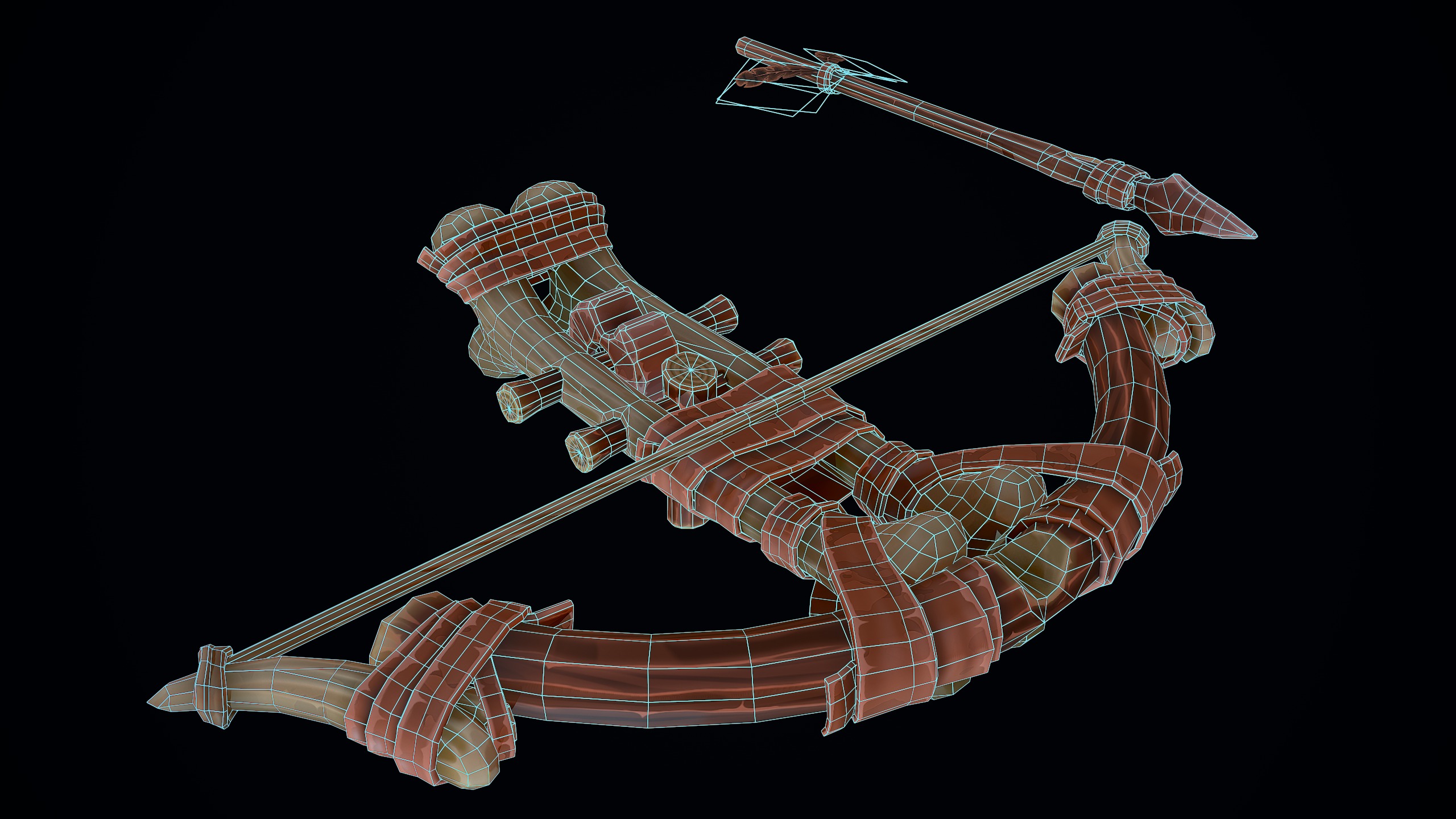Stylized Primitive Crossbow Low-poly 3D model_9