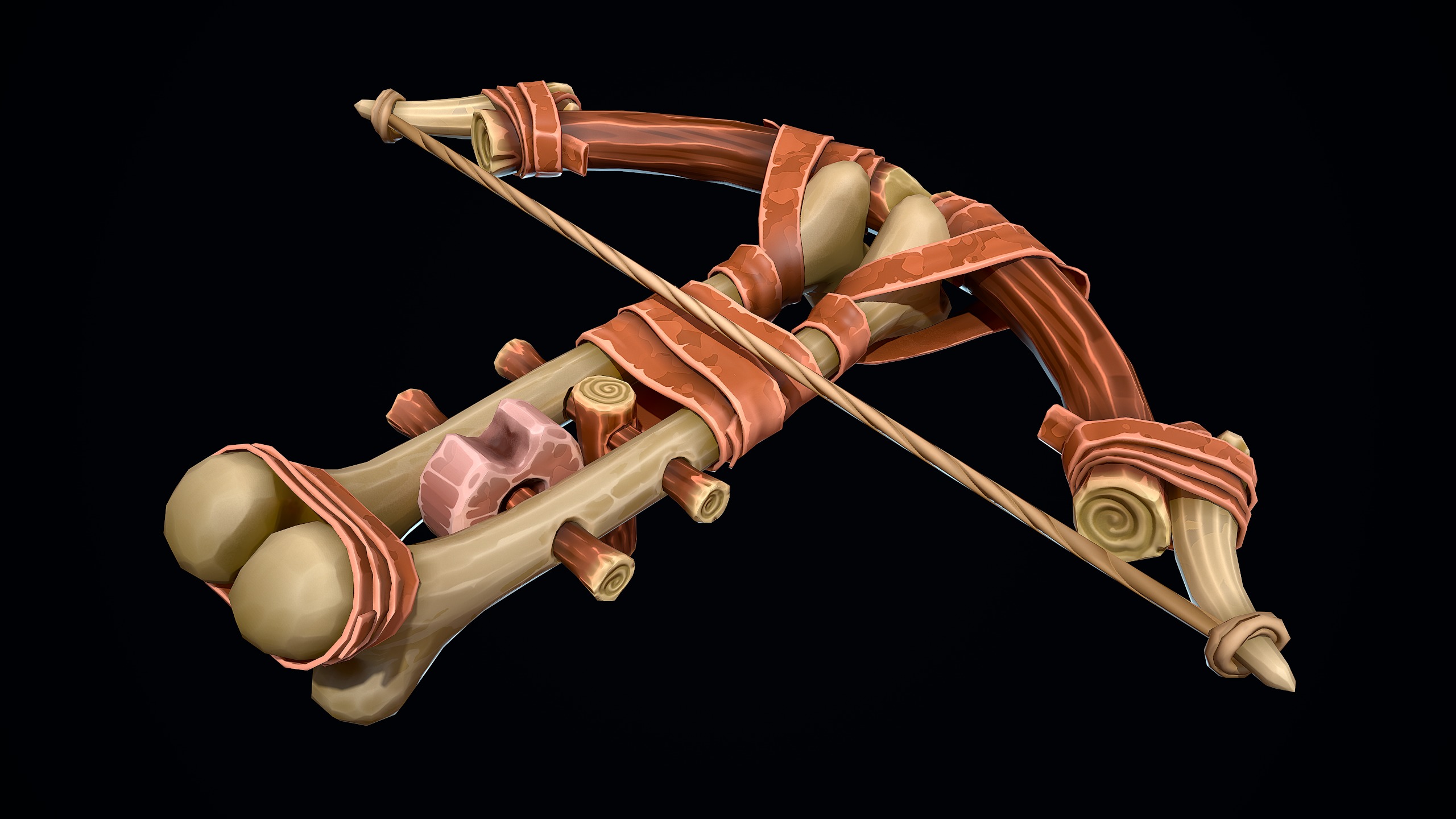 Stylized Primitive Crossbow Low-poly 3D model_3