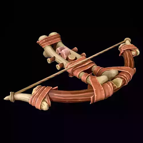Stylized Primitive Crossbow Low-poly 3D model