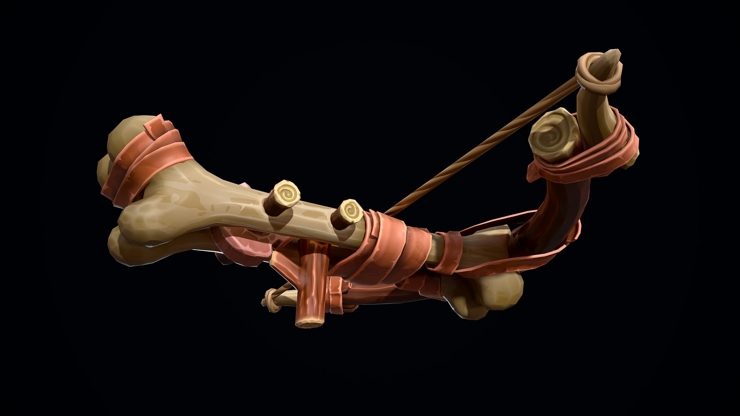 Stylized Primitive Crossbow Low-poly 3D model_6