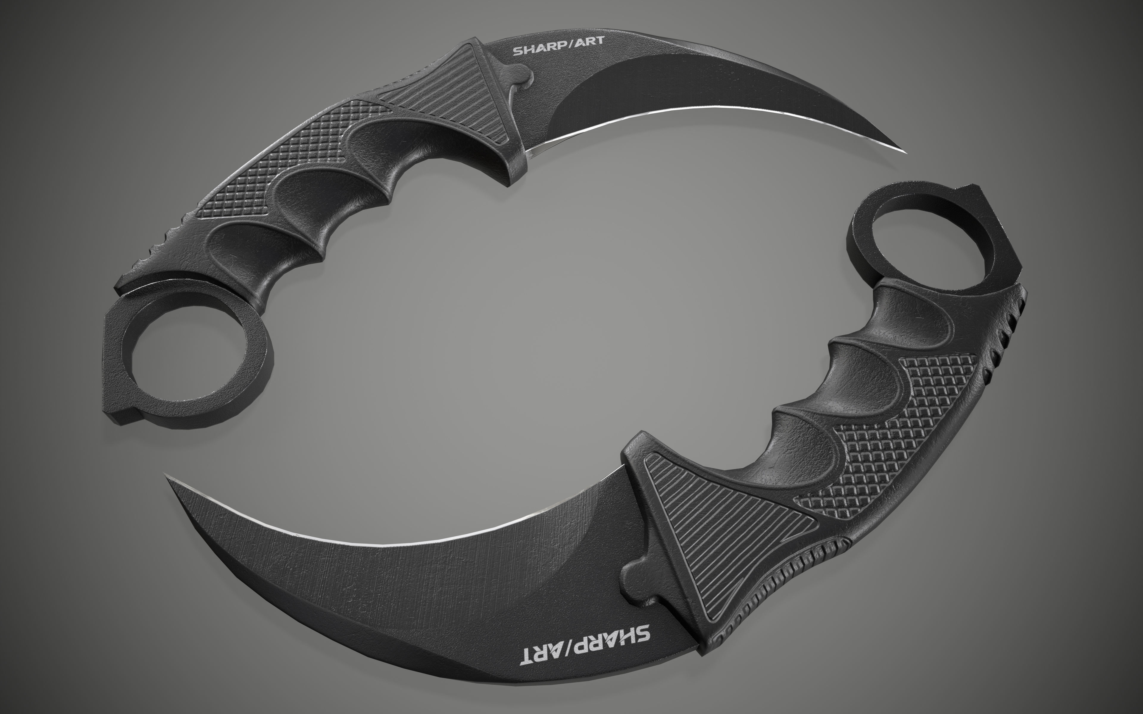 Axe Karambit Dagger Knife Weapon PBR Gameready Low-poly 3D model_2
