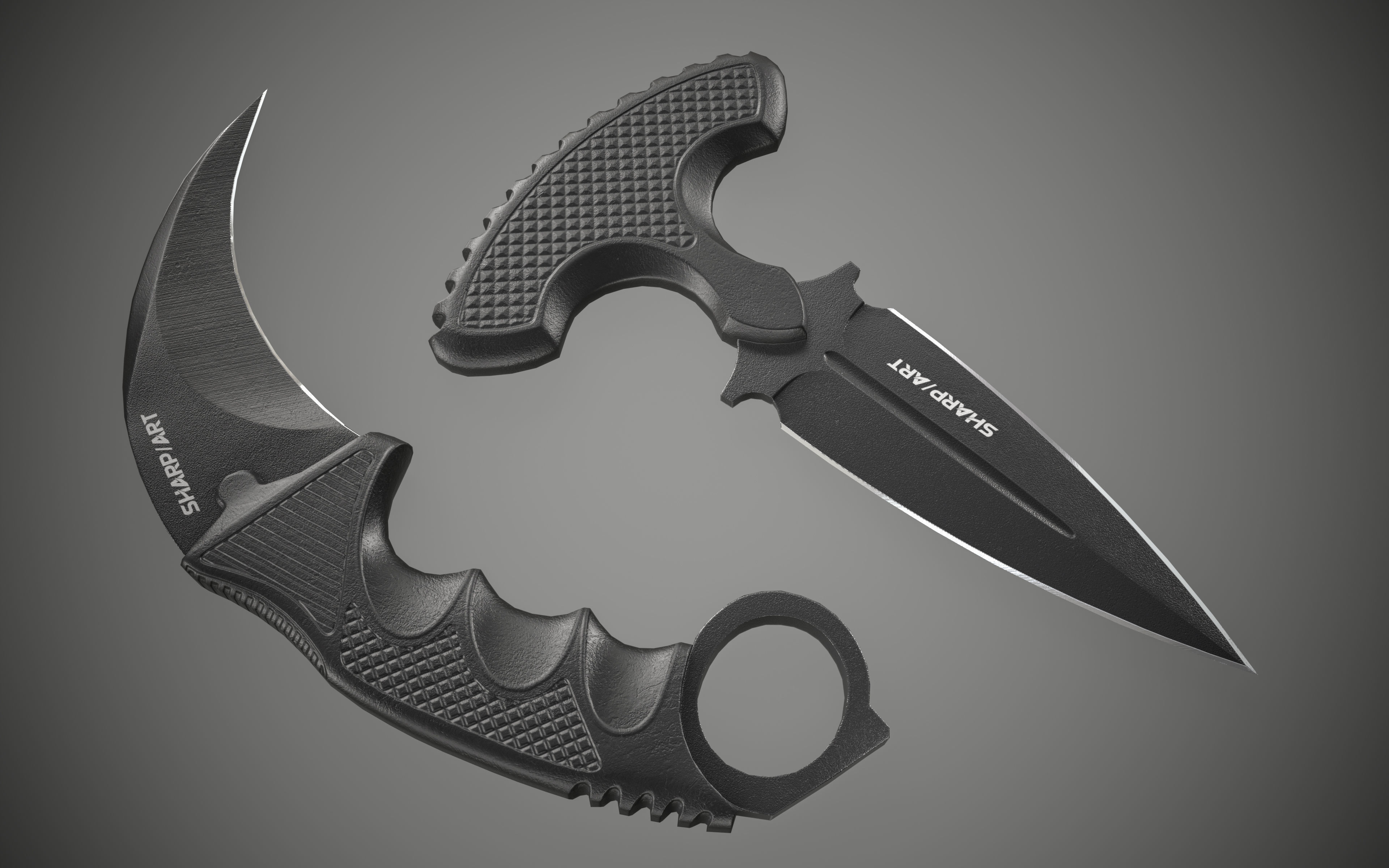 Axe Karambit Dagger Knife Weapon PBR Gameready Low-poly 3D model_1