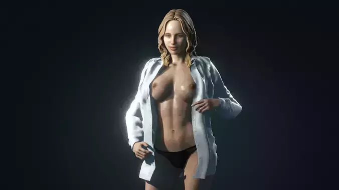 The sexy girl in shirt Low-poly 3D model