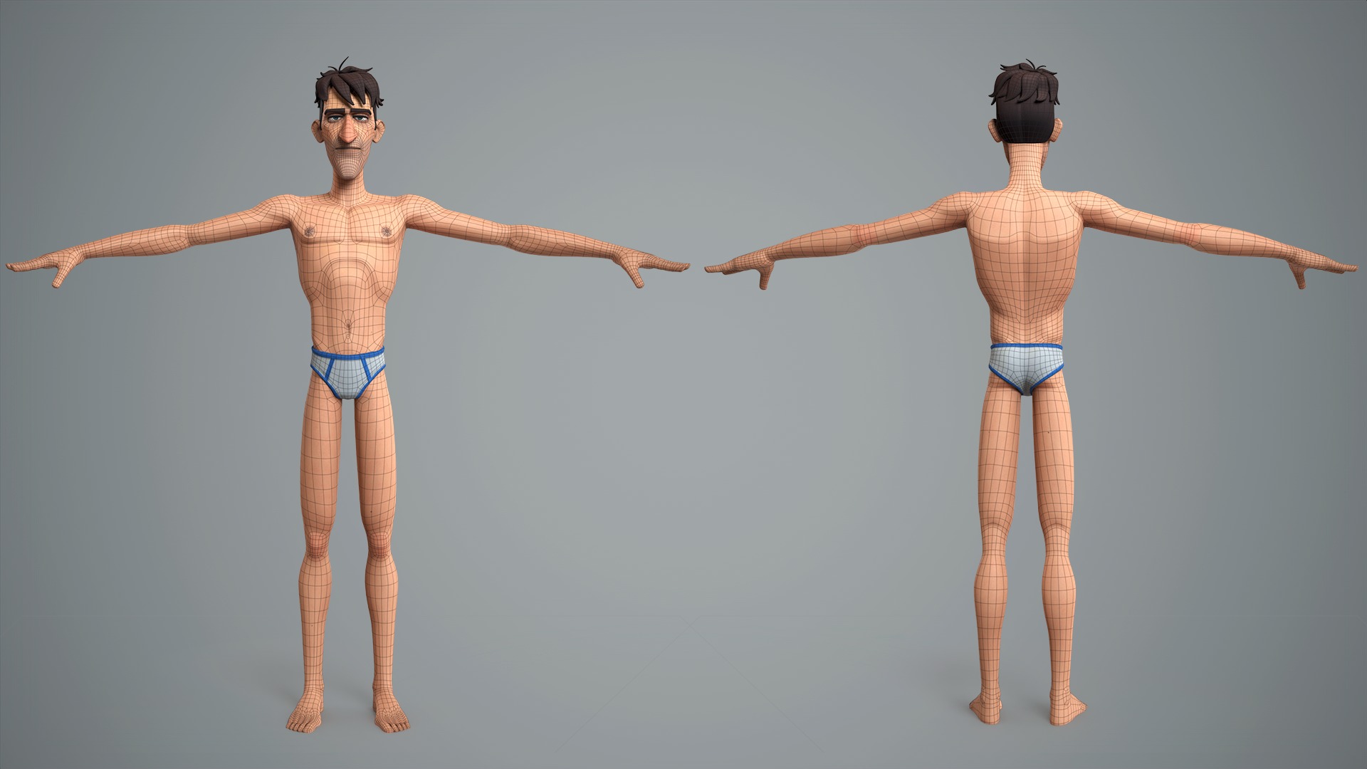 Cartoon male character Jean Low-poly 3D model_4