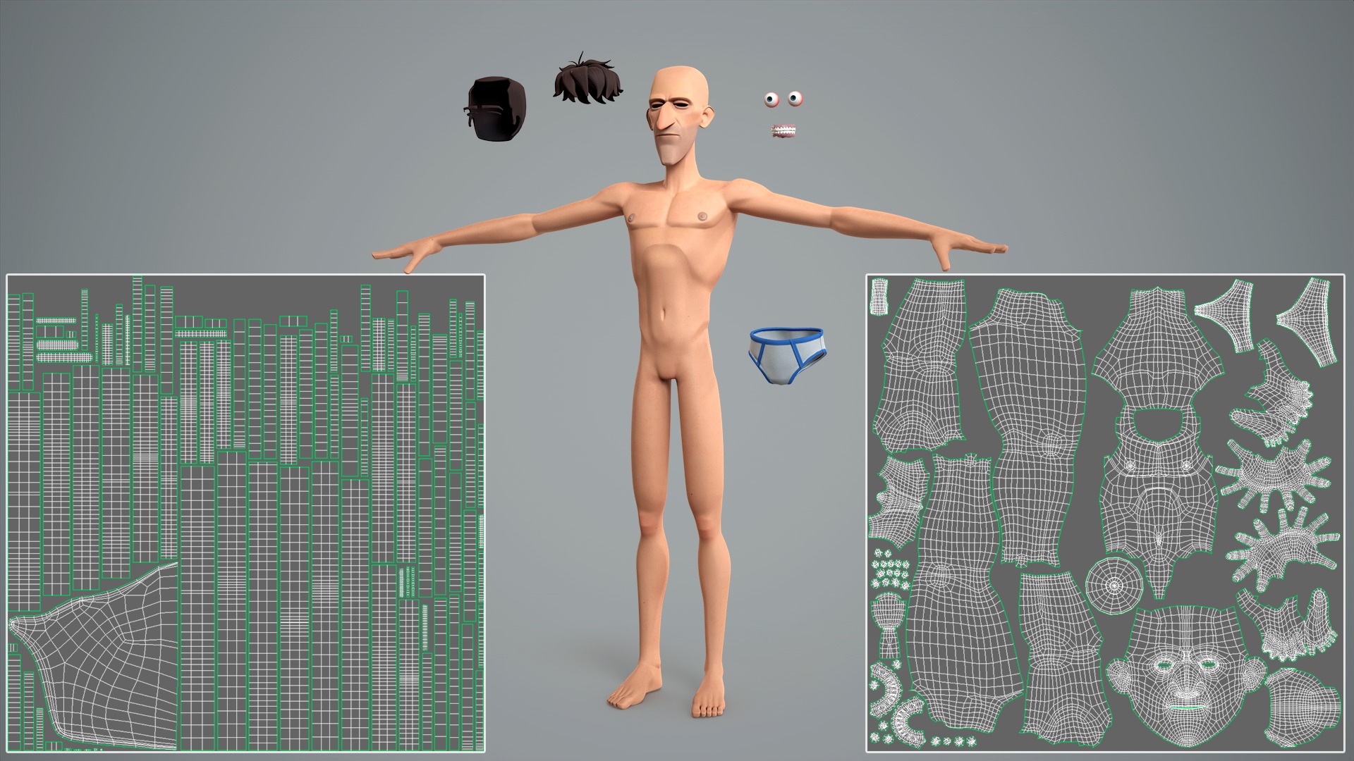 Cartoon male character Jean Low-poly 3D model_10